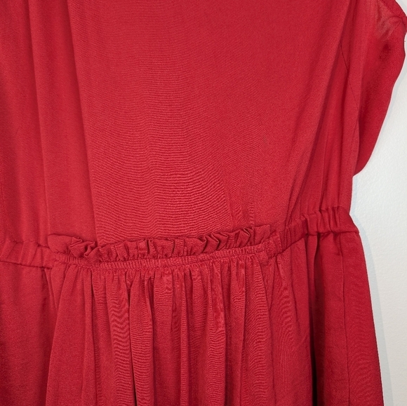 Zara Basic Red Sleeveless Midi Dress, Elastic Waist, Casual Summer Dress - Picture 4 of 7